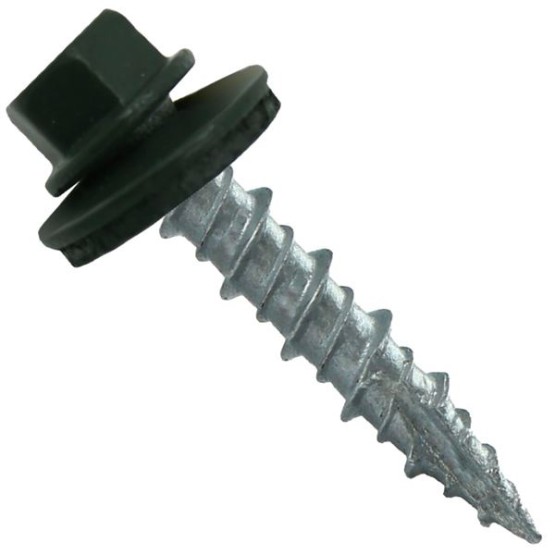 Metal Roofing Screws: (1000) 10 x 1 Hartford Green Hex Head Sheet Metal Roof Screw. Self Starting Metal to Wood siding Screws. EPDM Washer. Colored Head