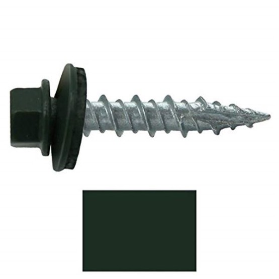 Metal Roofing Screws: (1000) 10 x 1 Hartford Green Hex Head Sheet Metal Roof Screw. Self Starting Metal to Wood siding Screws. EPDM Washer. Colored Head