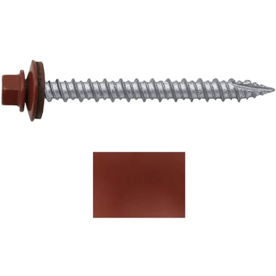 Metal ROOFING SCREWS: (750) 10 x 2" Red Hex Head Sheet Metal Roof Screw. Self starting metal to wood siding screws. EPDM washer. Colored head