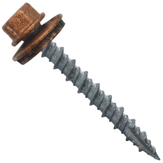 Metal Roofing Screws: (1000) 10 x 1-1/2" Copper Hex Head Sheet Metal Roof Screw. Self Starting Metal to Wood siding Screws. EPDM Washer. Colored Head