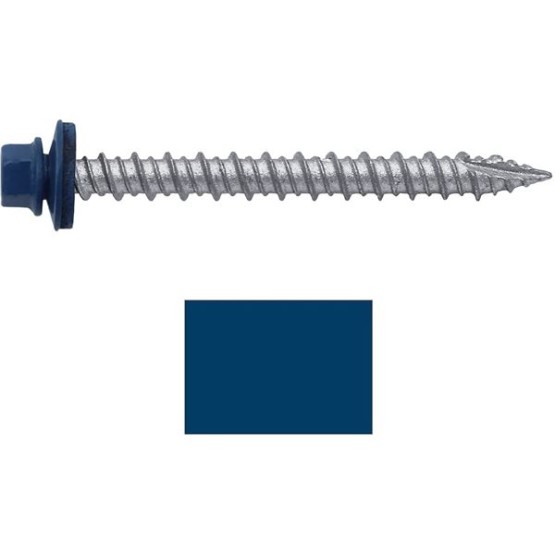 Metal ROOFING SCREWS: (750) 10 x 2" Gallery Blue Hex Head Sheet Metal Roof Screw. Self starting metal to wood siding screws. EPDM washer. Colored head