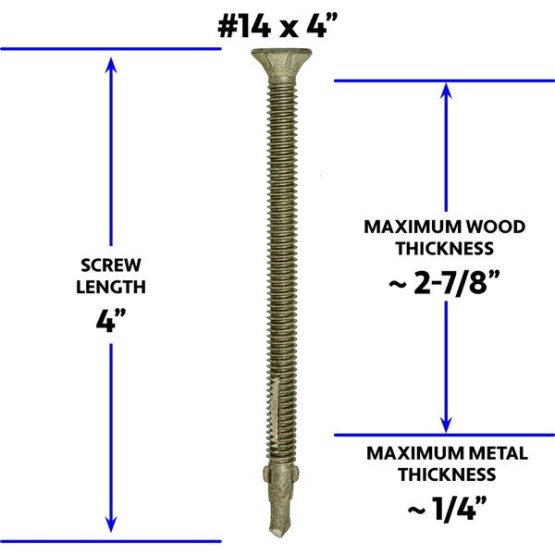 #14 x 4 Reamer Tek Torx/Star Head Self-Drilling Wood to Metal Screws - 1 lb - 24 APX. Tek Screws - Tek Screws for Flatbeds, Trailers, or Where Fastening Wood to Steel - T-30 Torx Screw Head