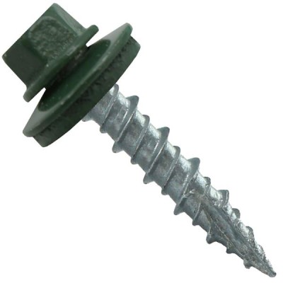 Metal Roofing Screws: (1000) 10 x 1 Evergreen Hex Head Sheet Metal Roof Screw Self Starting Metal to Wood siding Screws EPDM Washer. Colored Head