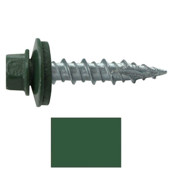 Metal Roofing Screws: (1000) 10 x 1 Evergreen Hex Head Sheet Metal Roof Screw Self Starting Metal to Wood siding Screws EPDM Washer. Colored Head