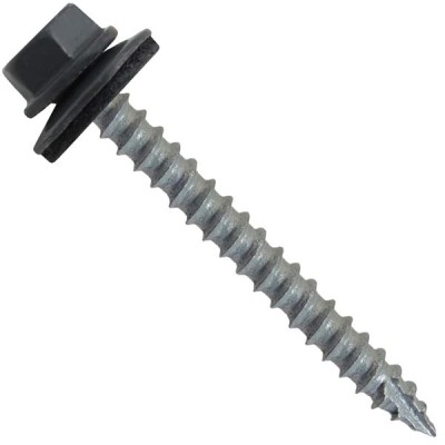 #14 Metal ROOFING SCREWS: (250) Screws x 2-1/2" FAB. CHARCOAL Hex Head Sheet Metal Roof Screw. Self starting/tapping metal to woodsheet metal screws with EPDM washer. for corrugated roofing