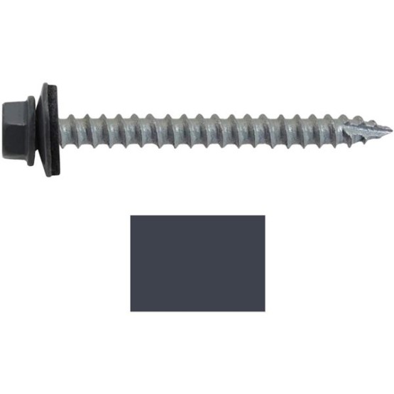#14 Metal ROOFING SCREWS: (250) Screws x 2-1/2" FAB. CHARCOAL Hex Head Sheet Metal Roof Screw. Self starting/tapping metal to woodsheet metal screws with EPDM washer. for corrugated roofing