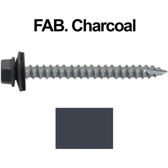 #14 Metal ROOFING SCREWS: (250) Screws x 2-1/2" FAB. CHARCOAL Hex Head Sheet Metal Roof Screw. Self starting/tapping metal to woodsheet metal screws with EPDM washer. for corrugated roofing