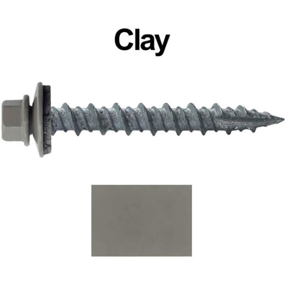 Metal ROOFING SCREWS: (1000)10 x 1-1/2" Clay Hex Head Sheet Metal Roof Screw. Self starting metal to wood siding screws. EPDM washer. Colored head