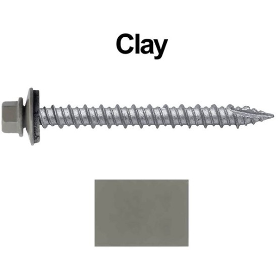 Metal ROOFING SCREWS: (750)10 x 2" Clay Hex Head Sheet Metal Roof Screw. Self starting metal to wood siding screws. EPDM washer. Colored head