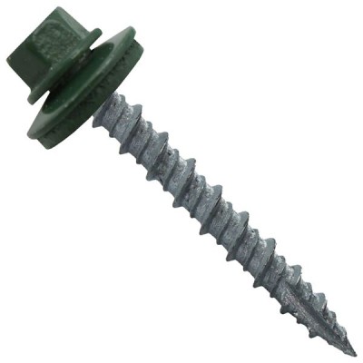 Metal Roofing Screws: (1000) 10 x 1-1/2" Evergreen Hex Head Sheet Metal Roof Screw. Self Starting Metal to Wood siding Screws. EPDM Washer. Colored Head