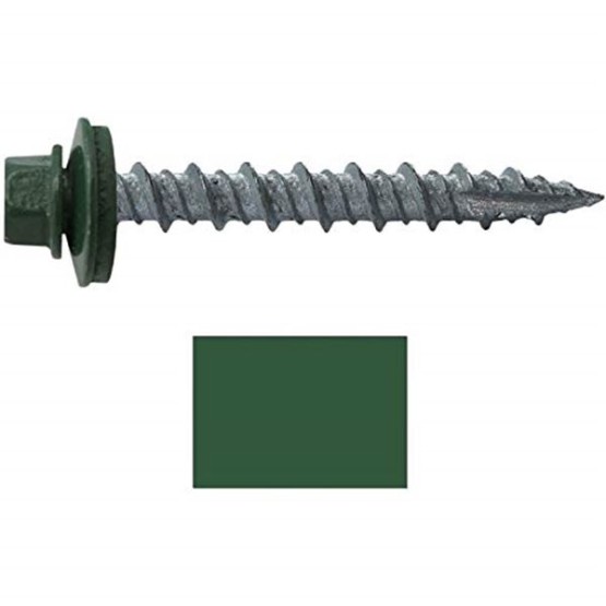 Metal Roofing Screws: (1000) 10 x 1-1/2" Evergreen Hex Head Sheet Metal Roof Screw. Self Starting Metal to Wood siding Screws. EPDM Washer. Colored Head