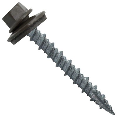 Metal Roofing Screws: (1000) 10 x 1-1/2" Antique Bronze Hex Head Sheet Metal Roof Screw. Self Starting Metal to Wood siding Screws. EPDM Washer. Colored Head