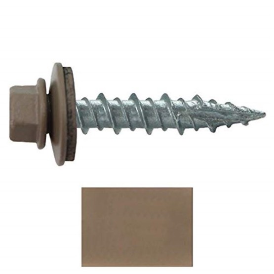 Metal Roofing Screws: (1000) 10 x 1 Buckskin Hex Head Sheet Metal Roof Screw. Self Starting Metal to Wood siding Screws. EPDM Washer. Colored Head