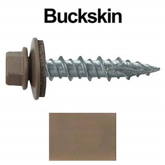 Metal Roofing Screws: (1000) 10 x 1 Buckskin Hex Head Sheet Metal Roof Screw. Self Starting Metal to Wood siding Screws. EPDM Washer. Colored Head