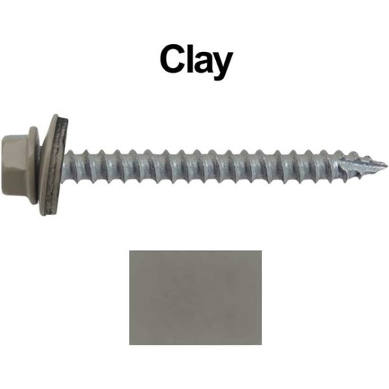 #14 Metal Roofing Screws: (250) Screws x 2-1/2" Clay Hex Head Sheet Metal Roof Screw. Self Starting/Tapping Metal to woodsheet Metal Screws with EPDM Washer. for Corrugated Roofing