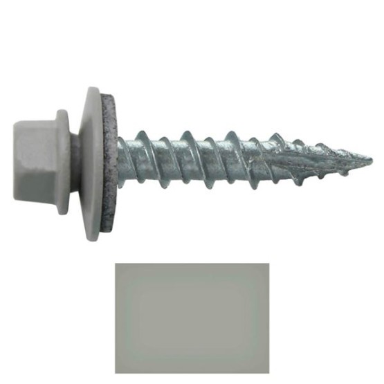 Metal Roofing Screws: (1000) 10 x 1 ABC Gray Hex Head Sheet Metal Roof Screw. Self Starting Metal to Wood siding Screws. EPDM Washer. Colored Head
