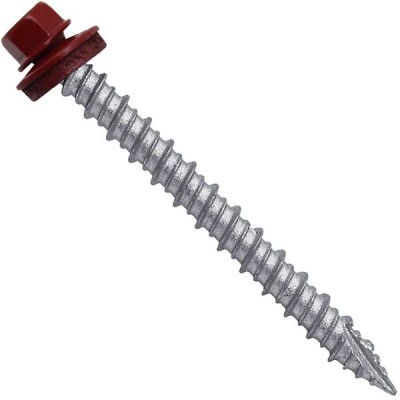 Metal ROOFING SCREWS: (750) 10 x 2" Colonial Red Hex Head Sheet Metal Roof Screw. Self starting metal to wood siding screws. EPDM washer. Colored head