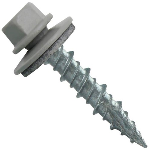 Metal Roofing Screws: (250) 10 x 1 ABC Gray Hex Head Sheet Metal Roof Screw. Self Starting Metal to Wood siding Screws with EPDM Washer. Colored Head