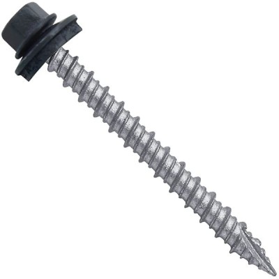 Metal ROOFING SCREWS: (750)10 x 2" Fab. Charcoal Hex Head Sheet Metal Roof Screw. Self starting metal to wood siding screws. EPDM washer. Colored head