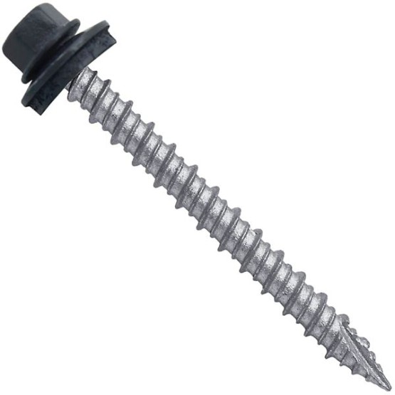 Metal ROOFING SCREWS: (750)10 x 2" Fab. Charcoal Hex Head Sheet Metal Roof Screw. Self starting metal to wood siding screws. EPDM washer. Colored head
