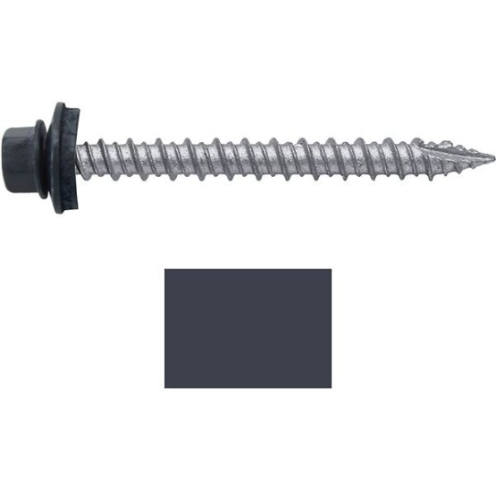 Metal ROOFING SCREWS: (750)10 x 2" Fab. Charcoal Hex Head Sheet Metal Roof Screw. Self starting metal to wood siding screws. EPDM washer. Colored head