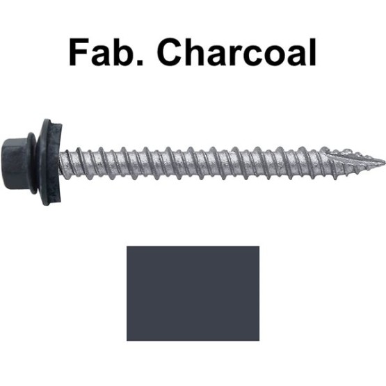 Metal ROOFING SCREWS: (750)10 x 2" Fab. Charcoal Hex Head Sheet Metal Roof Screw. Self starting metal to wood siding screws. EPDM washer. Colored head