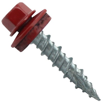 Metal Roofing Screws: (1000) 10 x 1 Dark Red Hex Head Sheet Metal Roof Screw. Self Starting Metal to Wood siding Screws. EPDM Washer. Colored Head