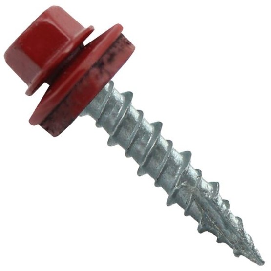 Metal Roofing Screws: (1000) 10 x 1 Dark Red Hex Head Sheet Metal Roof Screw. Self Starting Metal to Wood siding Screws. EPDM Washer. Colored Head