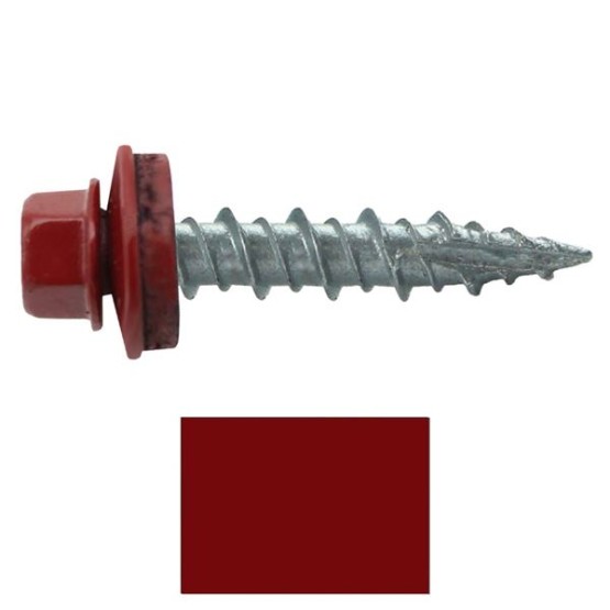 Metal Roofing Screws: (1000) 10 x 1 Dark Red Hex Head Sheet Metal Roof Screw. Self Starting Metal to Wood siding Screws. EPDM Washer. Colored Head