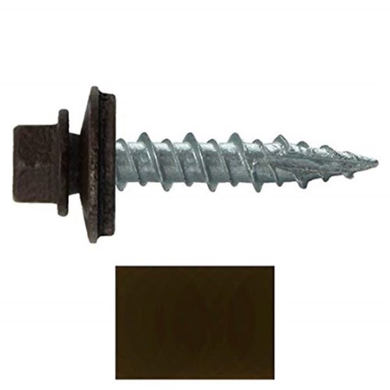 Metal Roofing Screws: (1000) 10 x 1 Mansard Brown Hex Head Sheet Metal Roof Screw. Self Starting Metal to Wood siding Screws. EPDM Washer. Colored Head