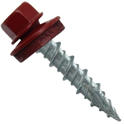 Metal Roofing Screws: (1000) 10 x 1 Colonial Red Hex Head Sheet Metal Roof Screw. Self Starting Metal to Wood siding Screws. EPDM Washer. Colored Head