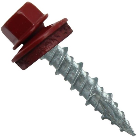 Metal Roofing Screws: (1000) 10 x 1 Colonial Red Hex Head Sheet Metal Roof Screw. Self Starting Metal to Wood siding Screws. EPDM Washer. Colored Head