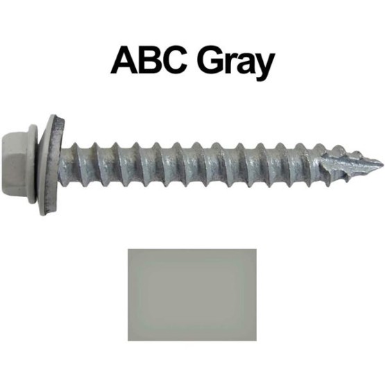 #14 Metal Roofing Screws: (250) Screws x 2" ABC Gray Hex Head Sheet Metal Roof Screw. Self Starting/Tapping Metal to woodsheet Metal siding Screws with EPDM Washer. for Corrugated Roofing