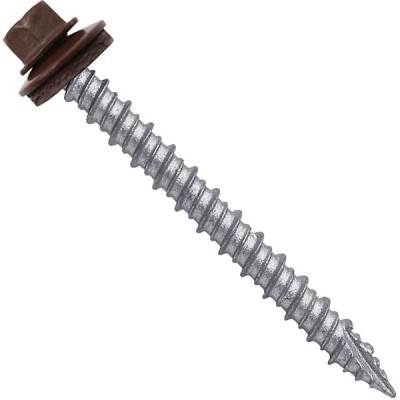 Metal Roofing Screws: (750) 10 x 2 Brown Hex Head Sheet Metal Roof Screw. Self Starting Metal to Wood siding Screws. EPDM Washer. Colored Head