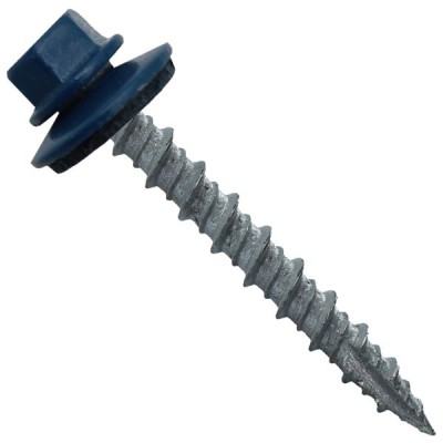 Metal Roofing Screws: (1000) 10 x 1-1/2" Heron Blue Hex Head Sheet Metal Roof Screw. Self Starting Metal to Wood siding Screws. EPDM Washer. Colored Head