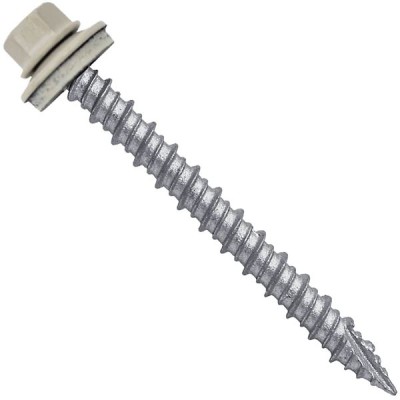 Metal ROOFING SCREWS: (750) 10 x 2" Light Stone Hex Head Sheet Metal Roof Screw. Self starting metal to wood siding screws. EPDM washer. Colored head