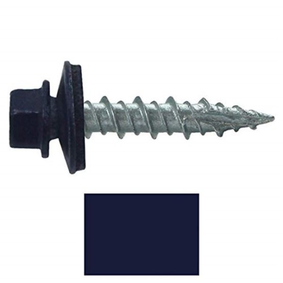 Metal Roofing Screws: (1000) 10 x 1 Dark Blue Hex Head Sheet Metal Roof Screw. Self Starting Metal to Wood siding Screws. EPDM Washer. Colored Head