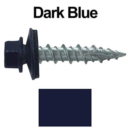 Metal Roofing Screws: (1000) 10 x 1 Dark Blue Hex Head Sheet Metal Roof Screw. Self Starting Metal to Wood siding Screws. EPDM Washer. Colored Head
