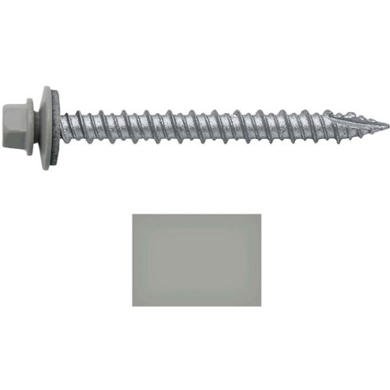 Metal ROOFING SCREWS: (250) 10 x 2" ABC Gray Hex Head Sheet Metal Roof Screw. Self starting metal to wood siding screws. EPDM washer. Colored head