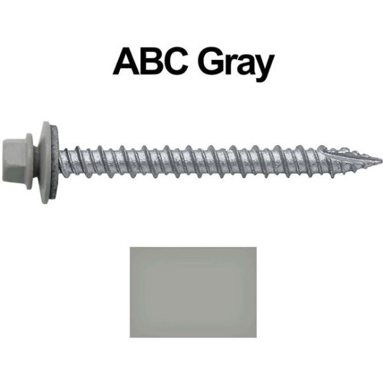 Metal ROOFING SCREWS: (250) 10 x 2" ABC Gray Hex Head Sheet Metal Roof Screw. Self starting metal to wood siding screws. EPDM washer. Colored head