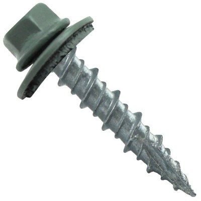 Metal Roofing Screws: (1000) 10 x 1 Hemlock Green Hex Head Sheet Metal Roof Screw. Self Starting Metal to Wood siding Screws. EPDM Washer. Colored Head