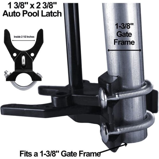Pool GATE Latch: Child Safety Pool Latch - Push Style Pool Gate Latch for Chain Link 1-3/8" Gate Frames and 2-3/8" Gate Posts - 1 Latch