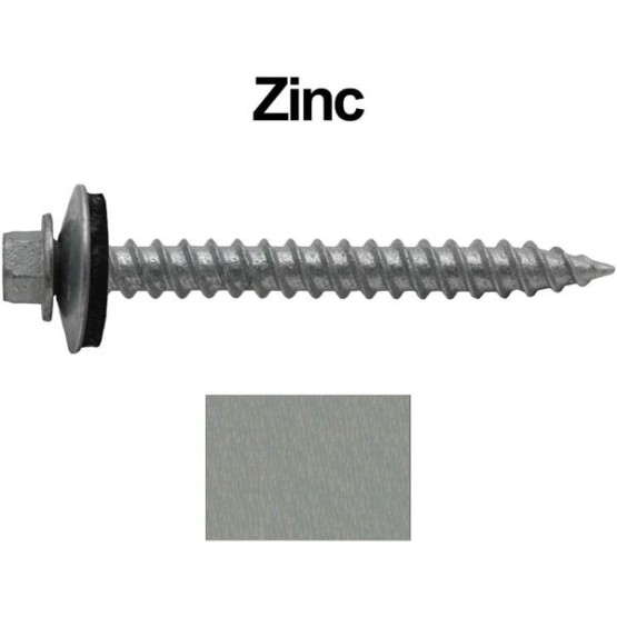 Metal ROOFING SCREWS: (250)12 x 2" ZINC/NO PAINT Hex ReGrip Sheet Metal Roof Screw. Sharp Point metal to wood siding screws.