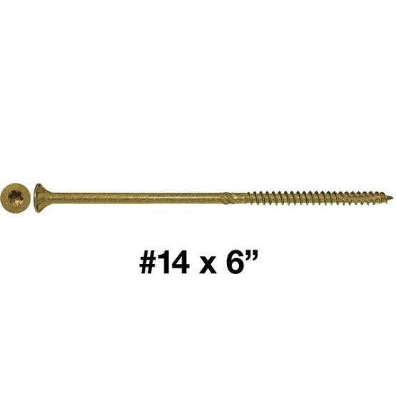 #14 x 6 Bronze Coated Multipurpose Wood Screw Torx/Star Drive Flat Head (1 Pound - 25 Approx. Screw Count) Exterior Coated - ACQ Compatible Wood Screws