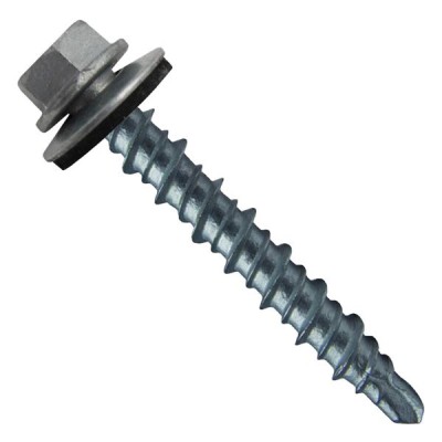 Metal Roofing Screws: (250) 10 x 1" Zinc/No Paint Galvanized Hex Head Mini Driller Sheet Metal Roof Screw. Self Starting Metal to Wood siding Screws. EPDM Washer.