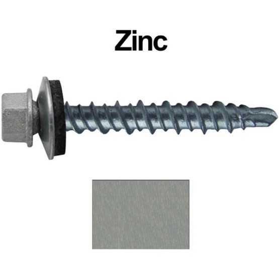 Metal Roofing Screws: (250) 10 x 1" Zinc/No Paint Galvanized Hex Head Mini Driller Sheet Metal Roof Screw. Self Starting Metal to Wood siding Screws. EPDM Washer.