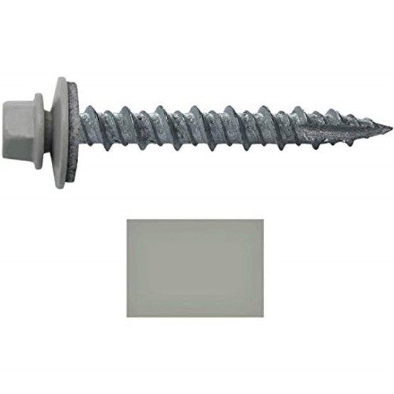 Metal Roofing Screws: (1000) 10 x 1-1/2" ABC Gray Hex Head Sheet Metal Roof Screw. Self Starting Metal to Wood siding Screws. EPDM Washer. Colored Head