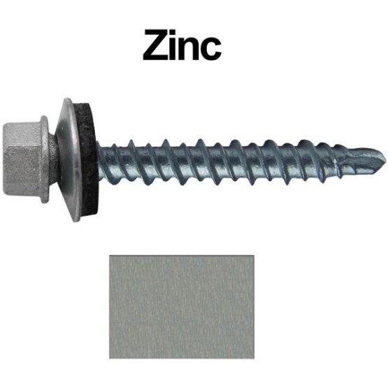 Metal Roofing Screws: (250) 10 x 1-1/2" NO Paint/ZINC Galvanized Hex Head Mini Driller Sheet Metal Roof Screw. Self Starting Metal to Wood siding Screws. EPDM Washer. No Paint