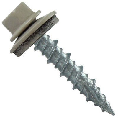 Metal ROOFING SCREWS: (1000) 10 x 1" Ash Gray Hex Head Sheet Metal Roof Screw. Self starting metal to wood siding screws. EPDM washer. Colored head