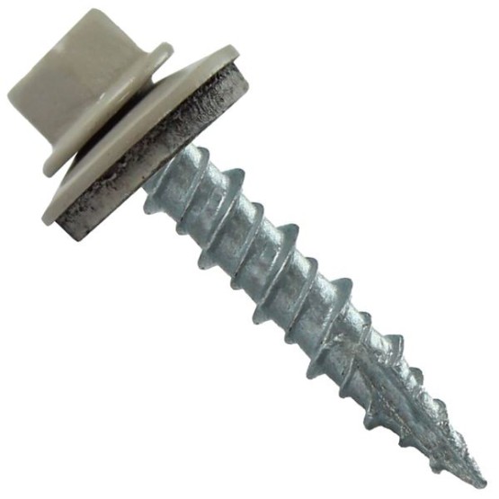 Metal ROOFING SCREWS: (1000) 10 x 1" Ash Gray Hex Head Sheet Metal Roof Screw. Self starting metal to wood siding screws. EPDM washer. Colored head